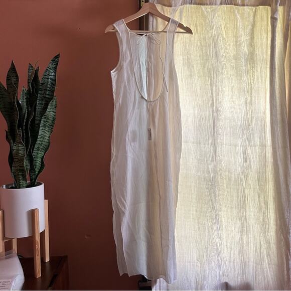 Madewell Open-Back Midi Cover-Up Dress Crinkle Cotton Lighthouse White NWT Sz M - Picture 4 of 9